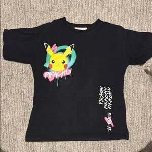 Zara Black and Yellow Graphic Short Sleeve Tee